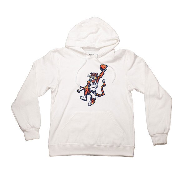Aubie Dunking BBall White Hoodie